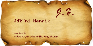 Jáni Henrik névjegykártya